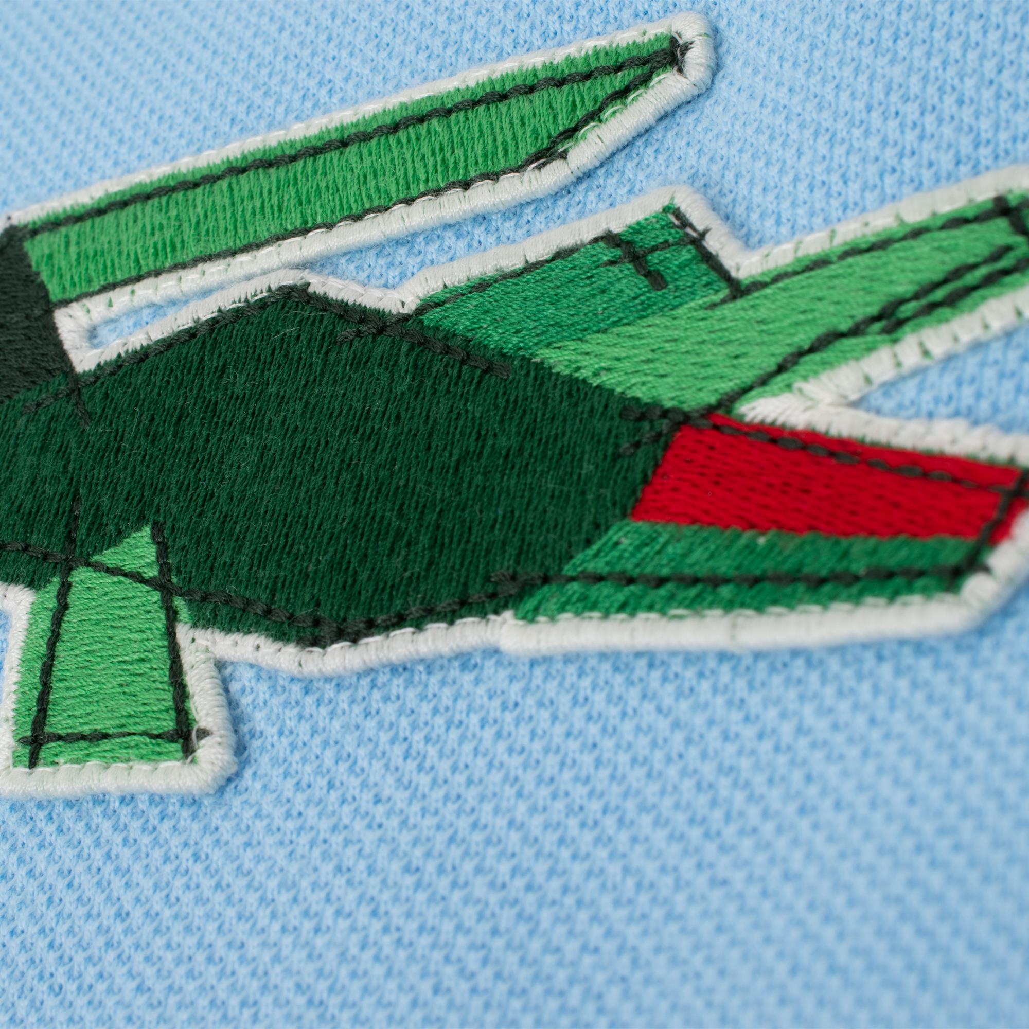 Lacoste Classic Fit L1212 Graphic Badge Polo Shirt Pale Blue